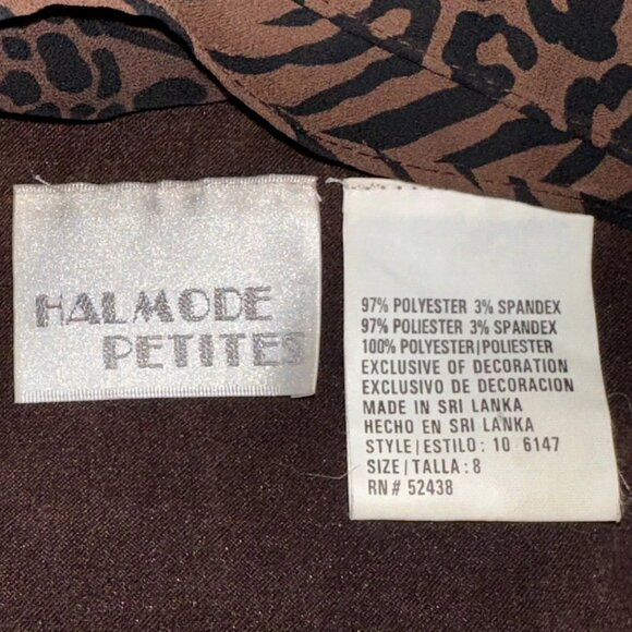 Rich Chocolate Faux-Suede 2-Piece Pant Suit w/ Leopard Scarf • Petite 8 • Retro - Picture 8 of 9